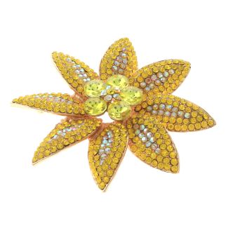 Large Crystal Flower Brooch