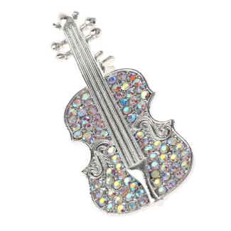 Crystal Violin Brooch