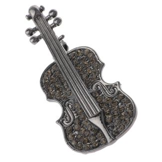 Crystal Violin Brooch