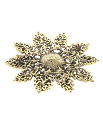 Large Crystal Flower Brooch