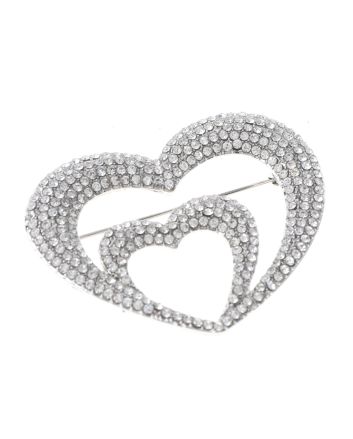 Crystal Heart Brooch