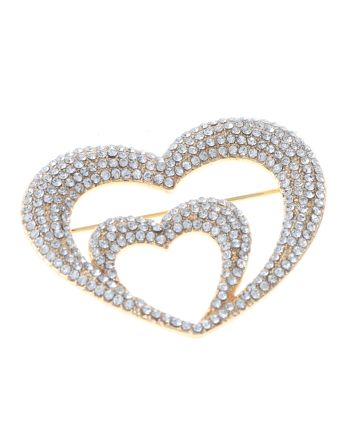 Crystal Heart Brooch