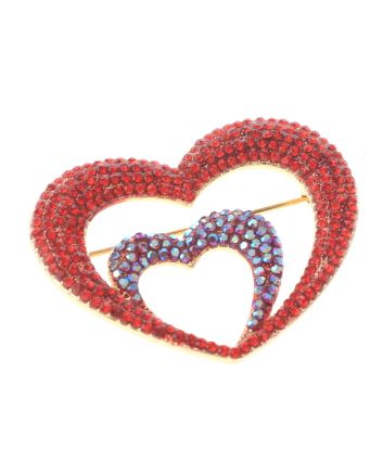 Crystal Heart Brooch