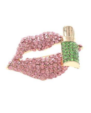 Crystal Lips Brooch