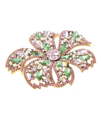 Large Crystal Flower Brooch