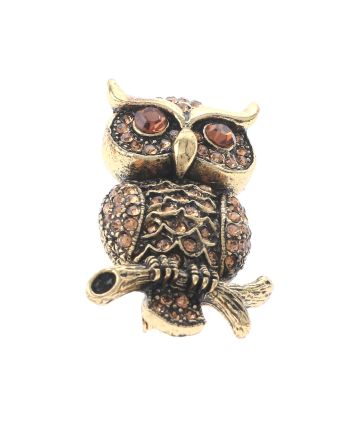 Crystal Owl Brooch  