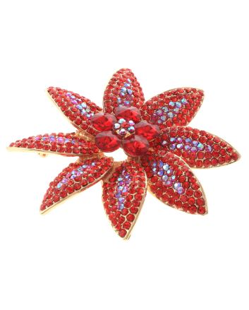 Large Crystal Flower Brooch