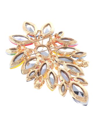 Extra Large Crystal Flower Brooch