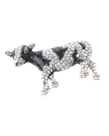 Crystal Cow Brooch