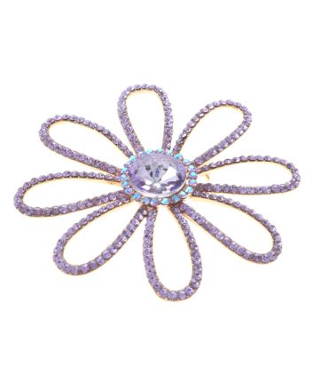 Large Crystal Flower Brooch