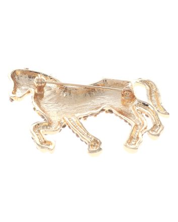 Crystal Horse Brooch
