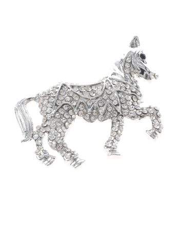 Crystal Horse Brooch