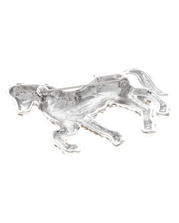 Crystal Horse Brooch