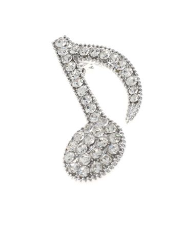 Crystal Music Note Brooch