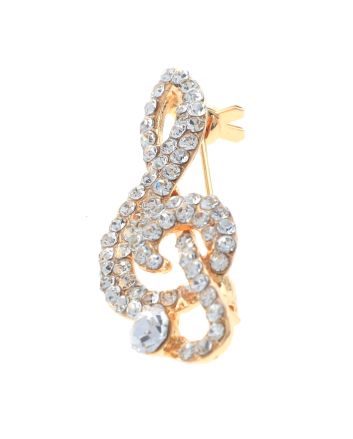 Crystal Treble Clef Brooch