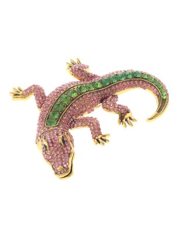 Large Alligator Rhinestone Brooch