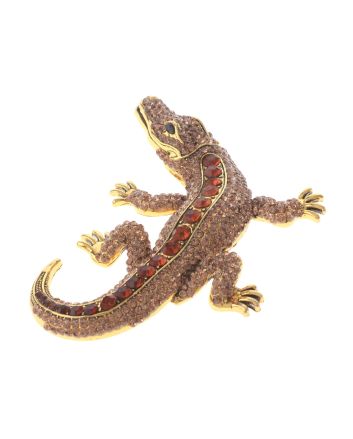 Large Alligator Rhinestone Brooch