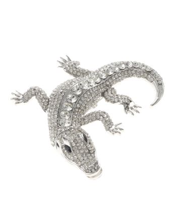 Large Alligator Rhinestone Brooch