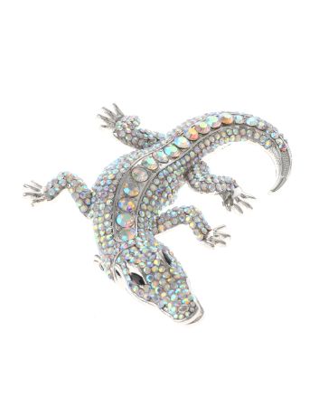 Large Alligator Rhinestone Brooch