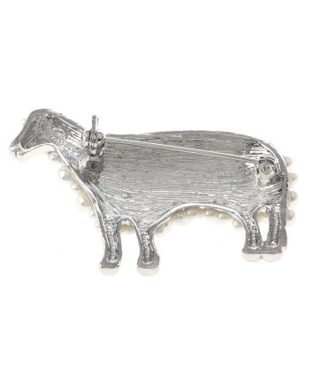 Synthetic Pearl Sheep Brooch