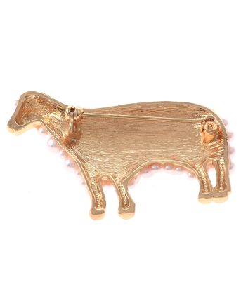 Synthetic Pearl Sheep Brooch