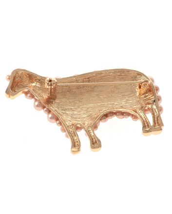 Synthetic Pearl Sheep Brooch