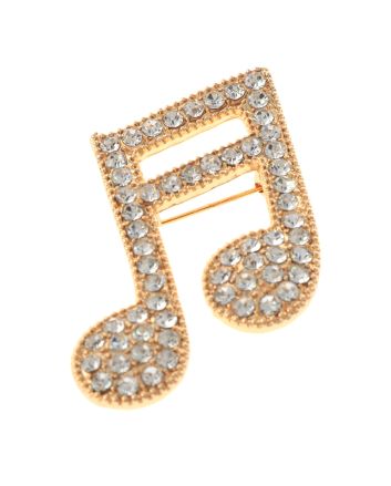 Crystal Music Note Brooch