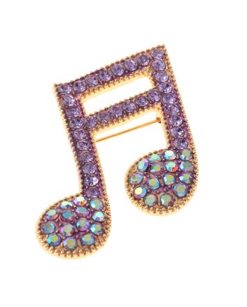 Crystal Music Note Brooch