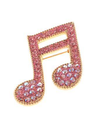 Crystal Music Note Brooch