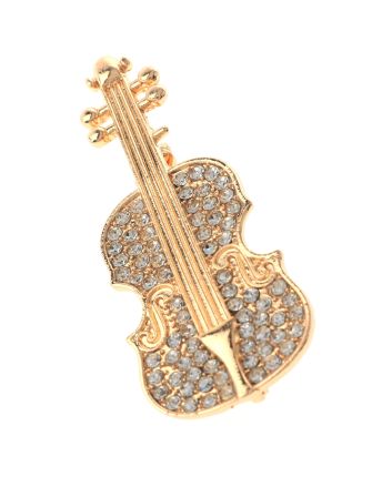 Crystal Violin Brooch