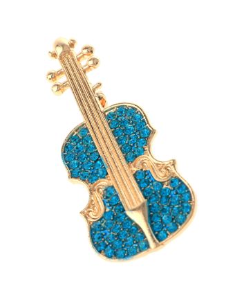 Crystal Violin Brooch
