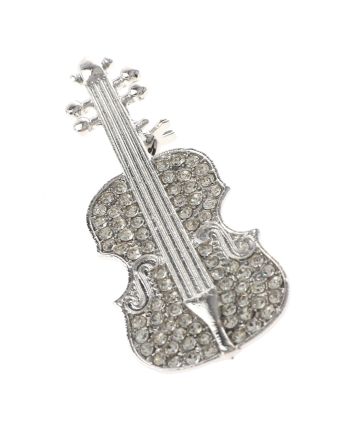 Crystal Violin Brooch