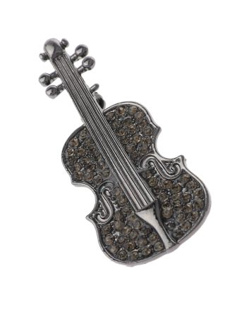 Crystal Violin Brooch