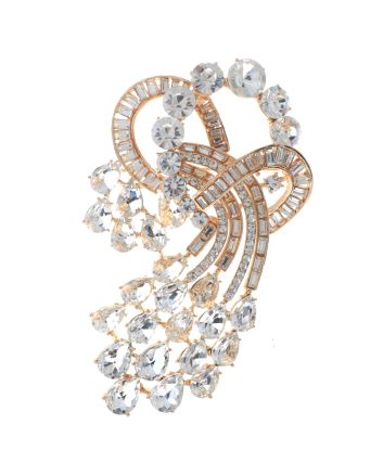 Extra Large Crystal Flower Brooch