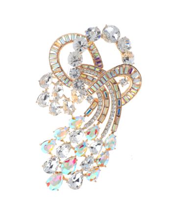 Extra Large Crystal Flower Brooch