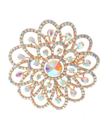 Large Crystal Flower Brooch
