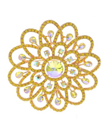 Large Crystal Flower Brooch