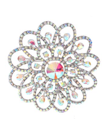 Large Crystal Flower Brooch