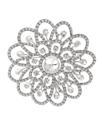 Large Crystal Flower Brooch