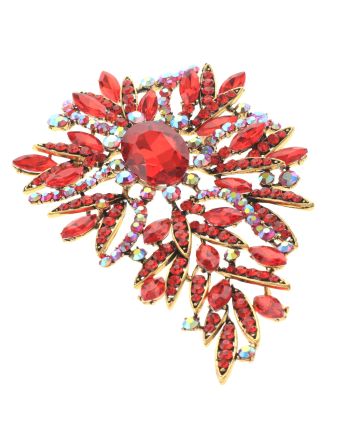 Extra Large Crystal Flower Brooch