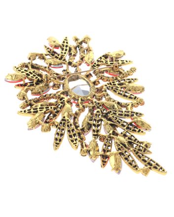 Extra Large Crystal Flower Brooch