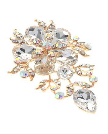 Extra Large Crystal Flower Brooch