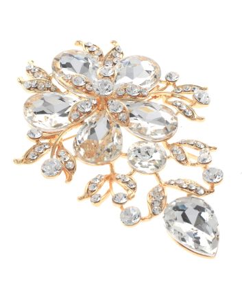 Extra Large Crystal Flower Brooch