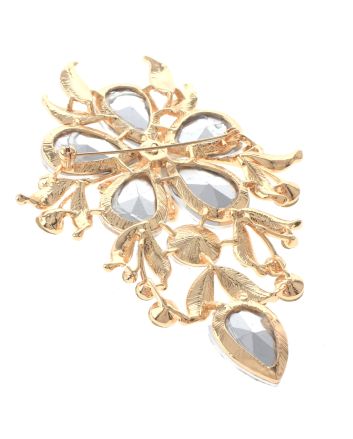 Extra Large Crystal Flower Brooch