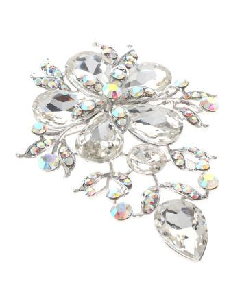 Extra Large Crystal Flower Brooch