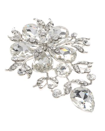 Extra Large Crystal Flower Brooch