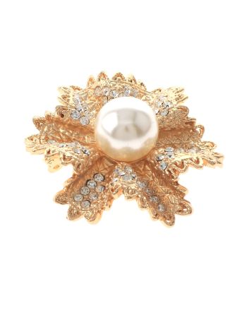 Crystal & Pearl Flower Brooch  