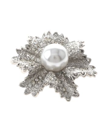 Crystal & Pearl Flower Brooch  