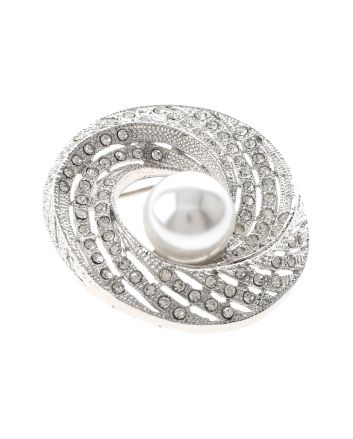 Crystal & Pearl Brooch  