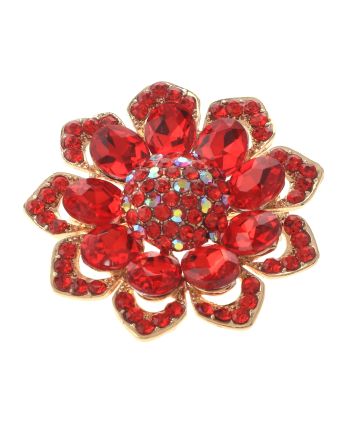 Medium Crystal Flower Brooch